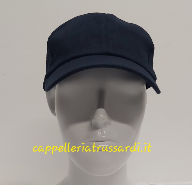 CAPPELLO BASEBALL VISIERA 100% LINO MADE IN ITALY BLU SCURO CHIUSO DIETRO - immagine 3