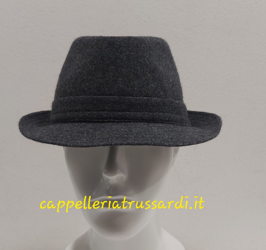 CAPPELLO TRILBY GRIGIO TESSUTO LANA MADE IN ITALY - immagine 3