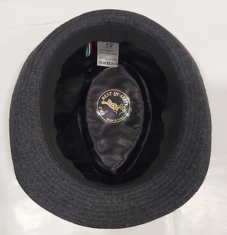 CAPPELLO TRILBY GRIGIO TESSUTO LANA MADE IN ITALY - immagine 5