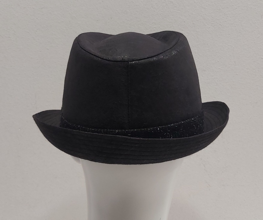 CAPPELLO TRILBY NERO ECOPELLE EFFETTO VINTAGE MADE IN ITALY - immagine 4