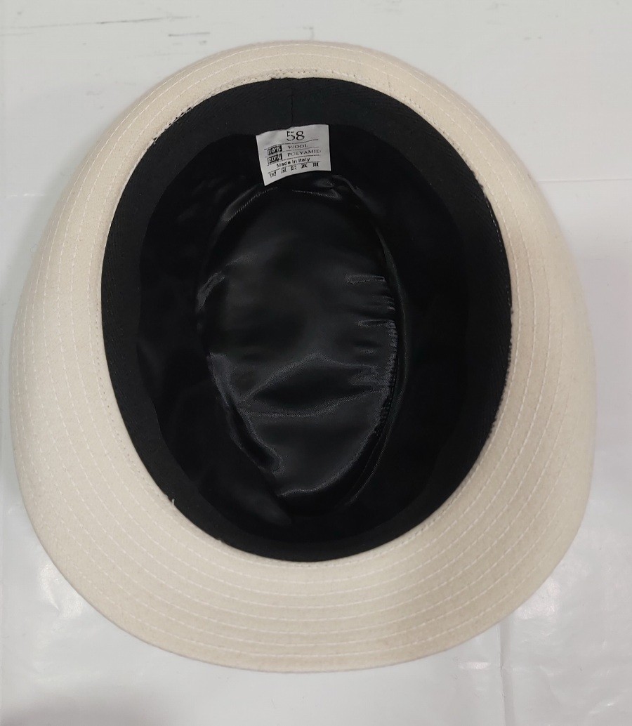 CAPPELLO TRILBY TESSUTO BIANCO LANA MADE IN ITALY MISURA 59 - immagine 5