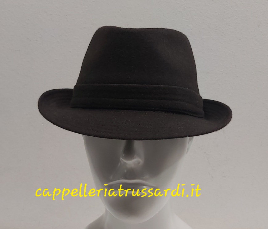 CAPPELLO TRILBY MARRONE TESTA MORO TESSUTO LANA MADE IN ITALY - immagine 3