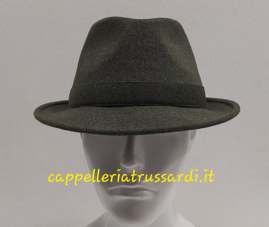 CAPPELLO TRILBY VERDE LODEN TESSUTO LANA CASHMERE MADE IN ITALY MISURA 60 - immagine 3