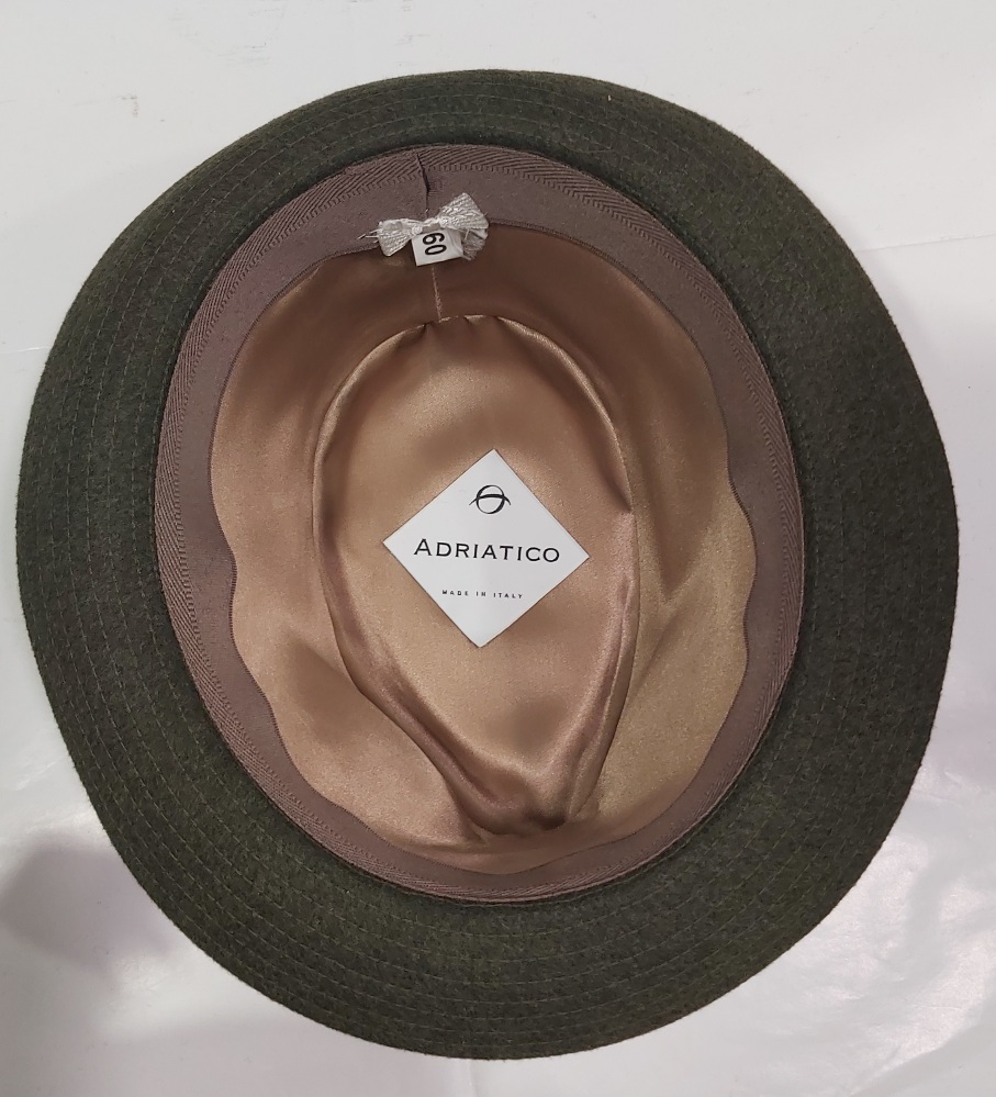 CAPPELLO TRILBY VERDE LODEN TESSUTO LANA CASHMERE MADE IN ITALY MISURA 60 - immagine 5