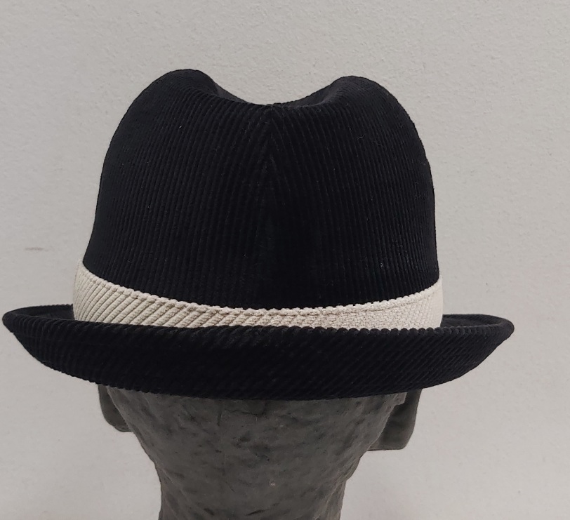 CAPPELLO TRILBY VELLUTO RIGHE NERO MADE IN ITALY - immagine 4