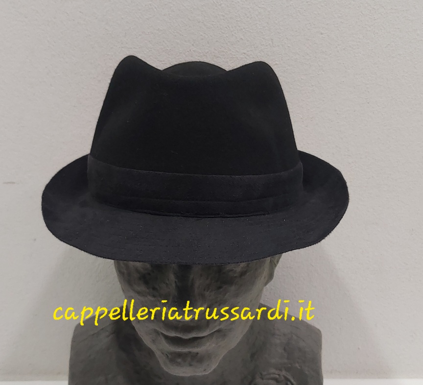 CAPPELLO TRILBY FELTRO LANA NERO MADE IN ITALY MISURA 55 - immagine 3