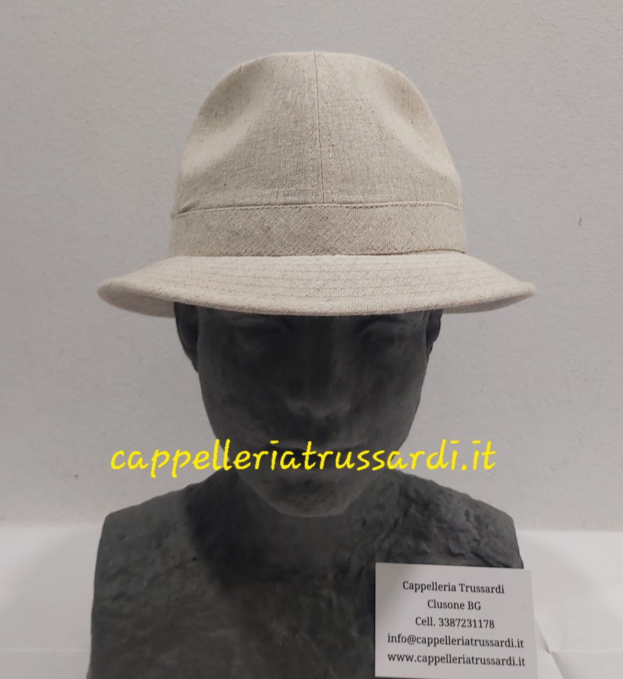 CAPPELLO CASUAL ESTIVO UOMO BEIGE ECRU LINO COTONE MADE IN ITALY - immagine 3