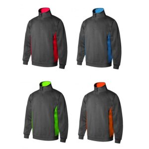 Felpa bicolore grigio mezza zip
