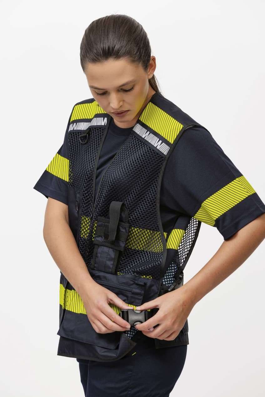 Gilet in rete nastro riflettente giallo - immagine 3