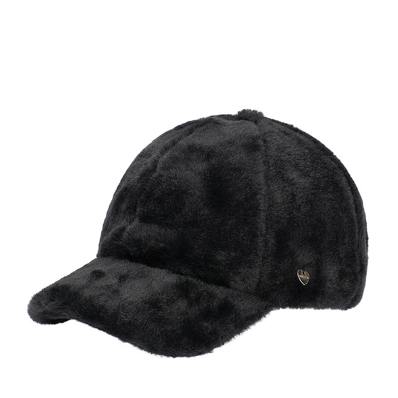 CAPPELLO BASEBALL VISIERA PELUCHE NERO ECOPELO - immagine 2