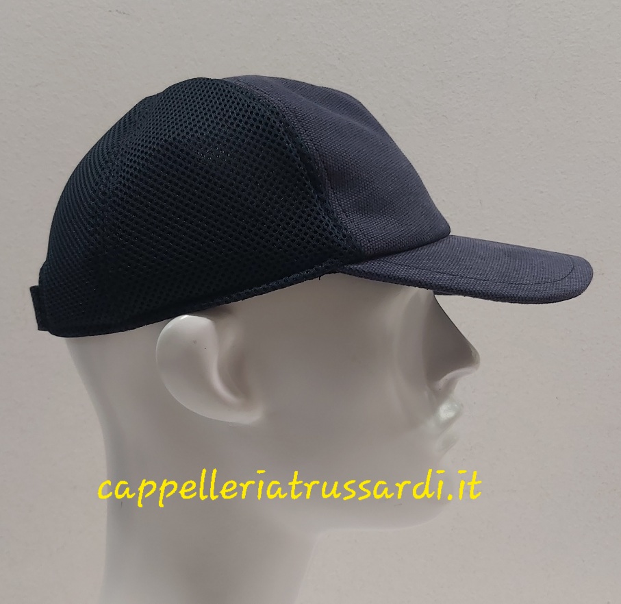 CAPPELLO BERRETTO BASEBALL BLU COTONE CON RETINA MADE IN ITALY