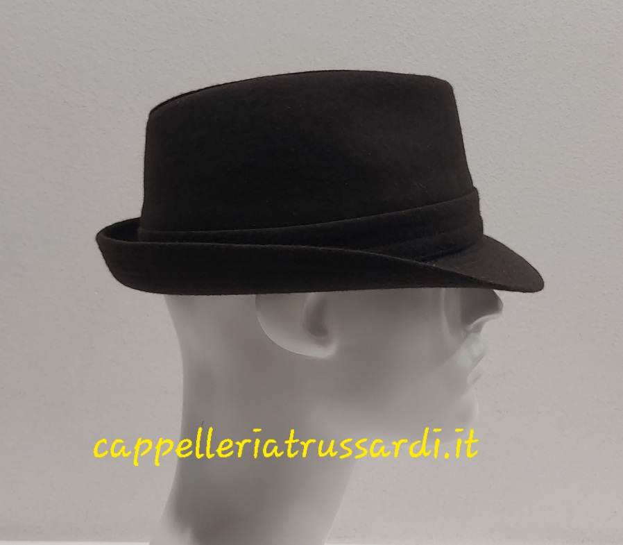 CAPPELLO TRILBY MARRONE TESTA MORO TESSUTO LANA MADE IN ITALY