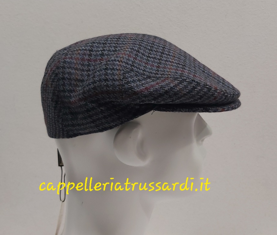 COPPOLA BERRETTO PIED DE POULE BLU LANA CASHMERE BARBISIO misura 60/61 MADE IN ITALY