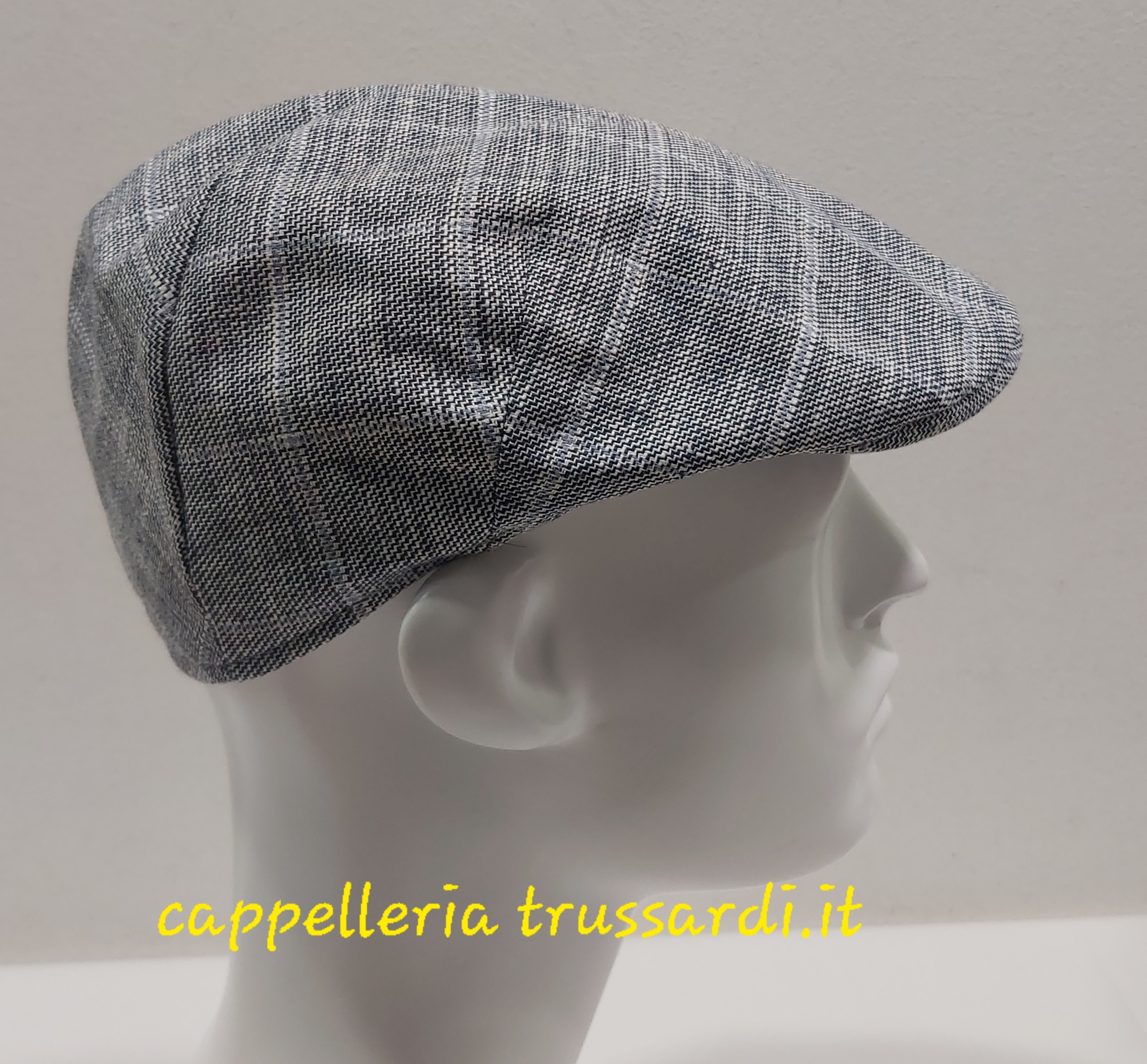 COPPOLA BERRETTO BLU BIANCO ESTIVO LINO COTONE MADE IN ITALY