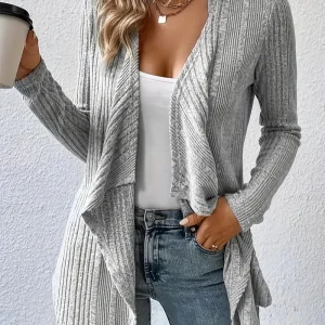Cardigan Donna Elegante Sofia – Maglia Lunga Morbida con Taglio Aperto