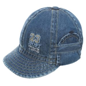 CAPPELLINO VISIERA PARAORECCHIE BABY BAMBINO COTONE BLU JEANS LEGGERO MADE IN ITALY