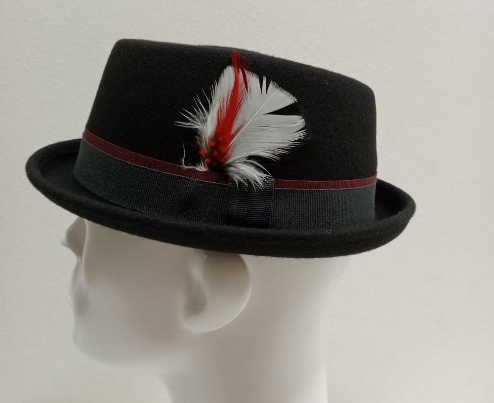 Cappello pork pie in feltro di lana nero made in Italy - immagine 4