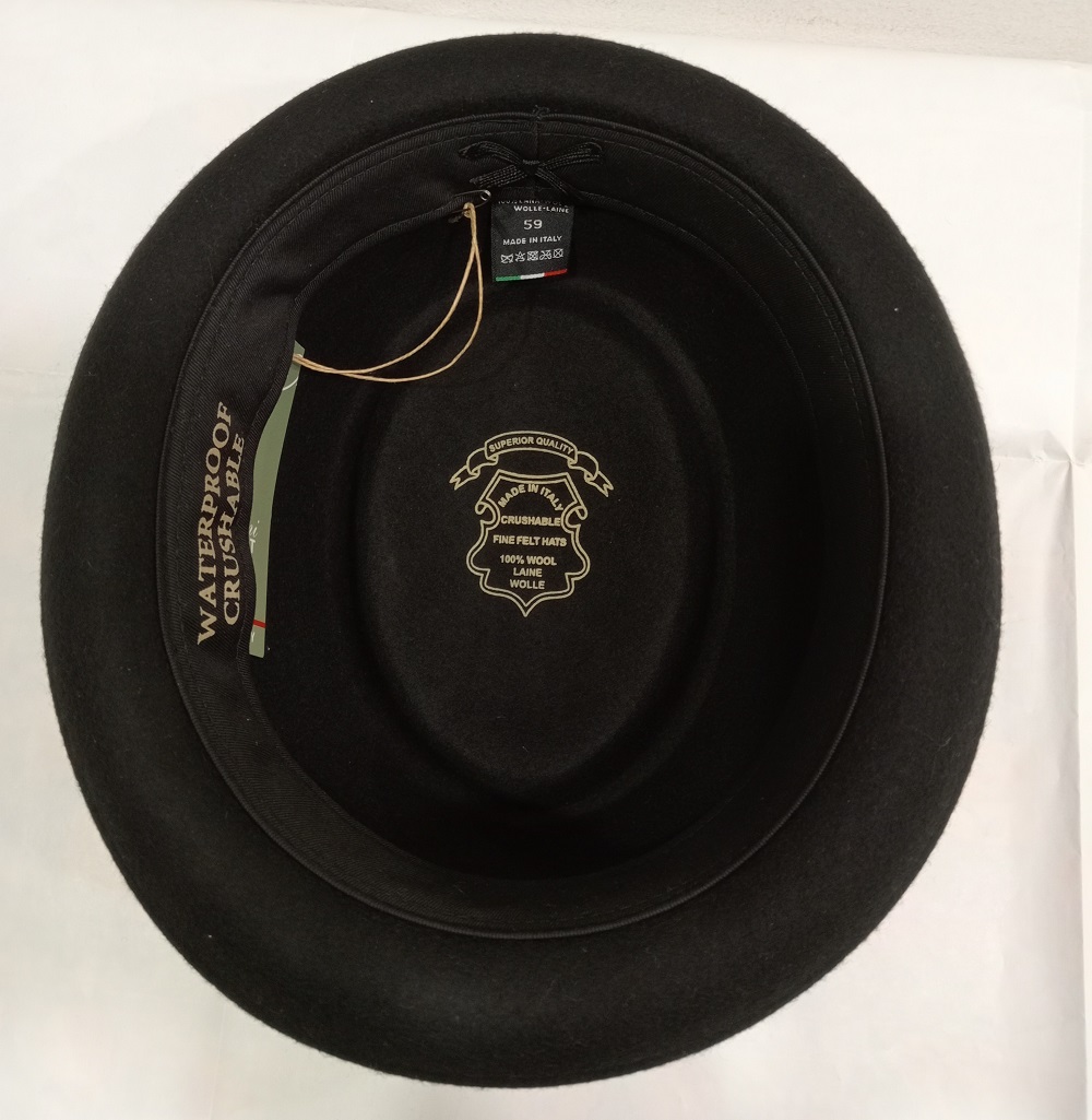 Cappello pork pie in feltro di lana nero made in Italy - immagine 6