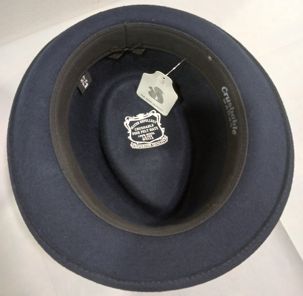 CAPPELLO FELTRO LANA TRILBY BLU TESA STRETTA MADE IN ITALY - immagine 6