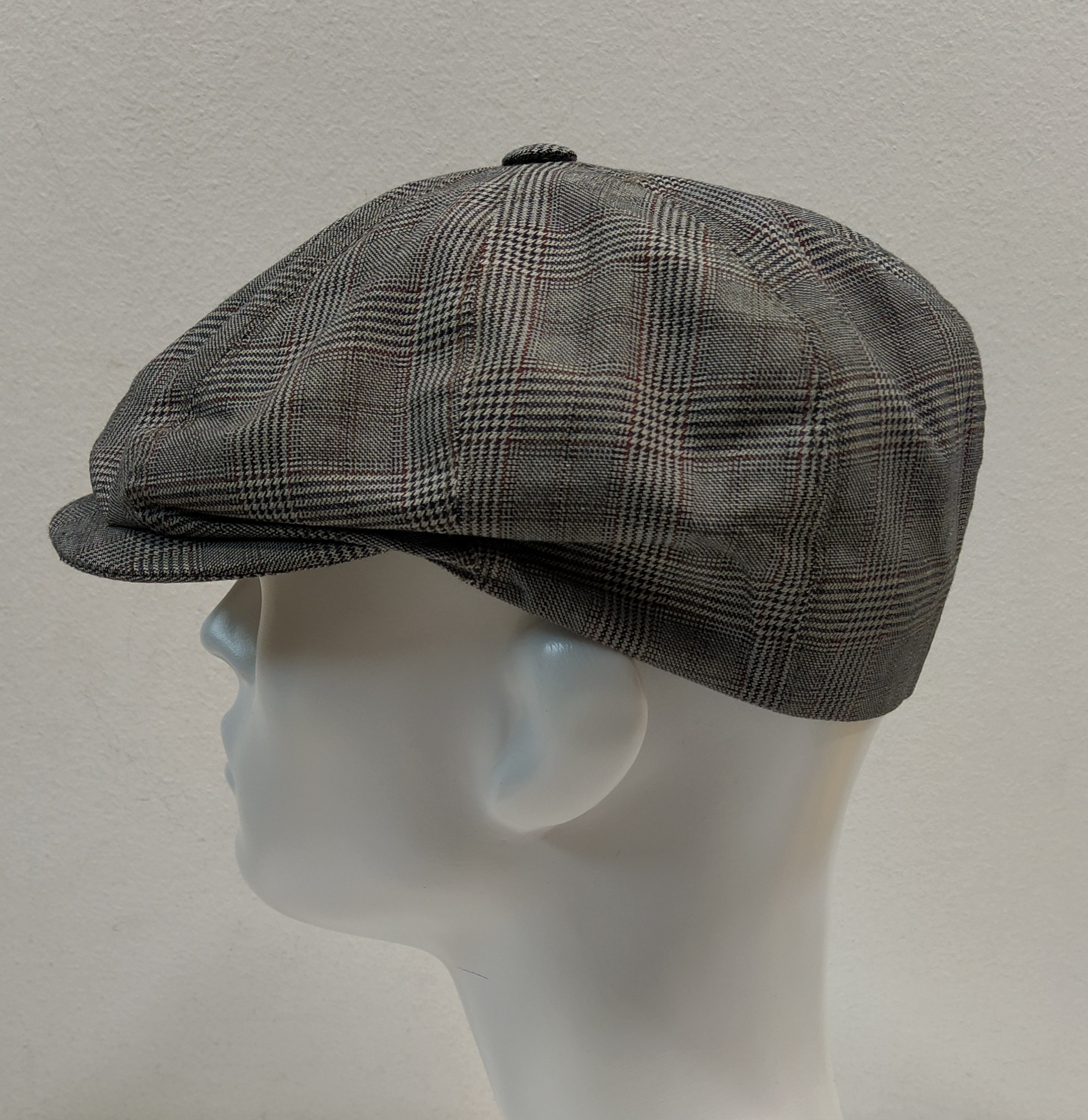 BERRETTO PEAKY BLINDERS ESTIVO A SPICCHI PRINCIPE DI GALLES GRIGIO 100% COTONE MADE IN ITALY MISURA 54 - immagine 5