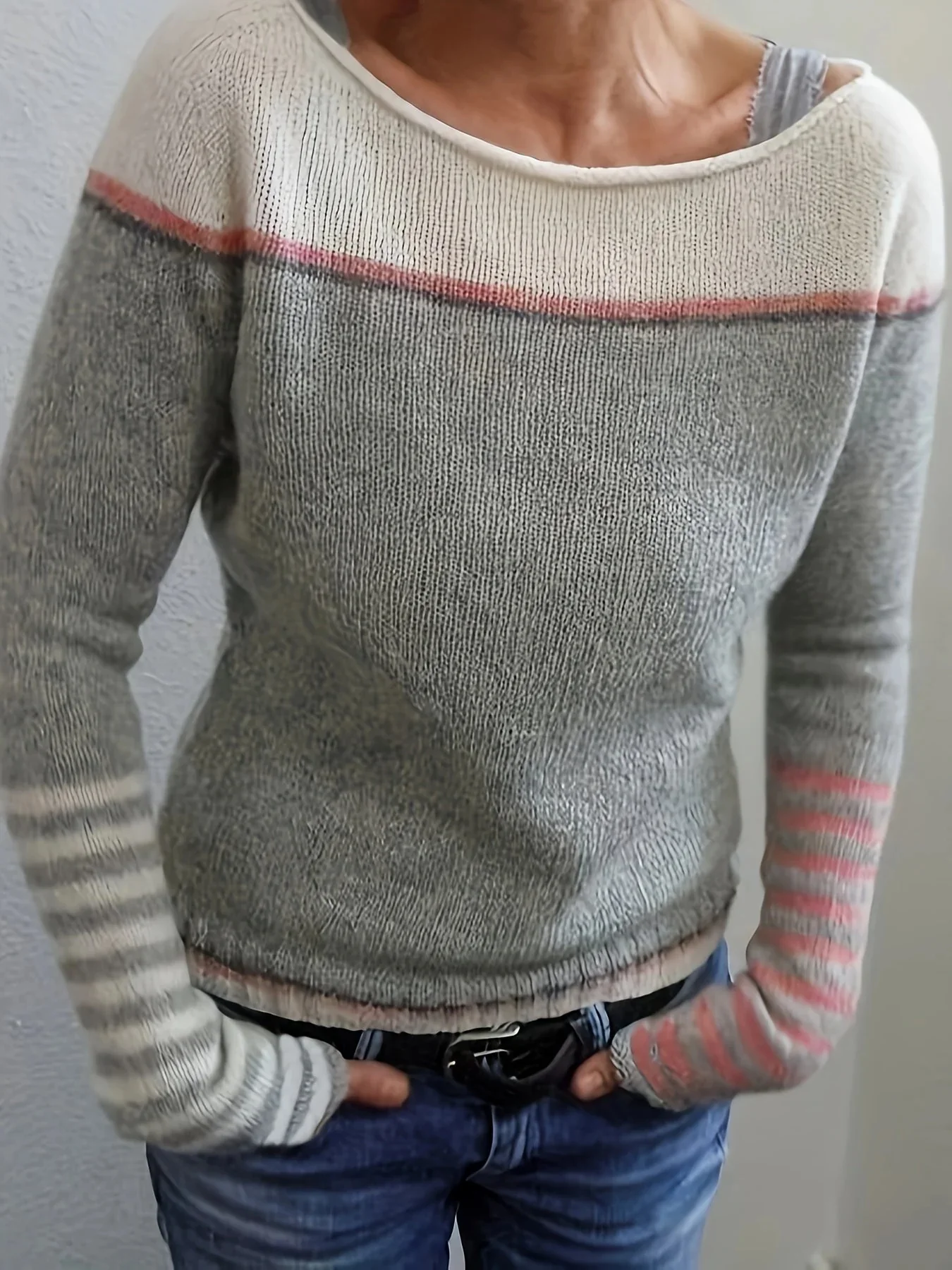 Maglione Donna Elegante a Righe Maniche Lunghe – Beatrice