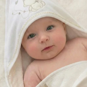 Accappatoio Neonato Orsetto con Api 100% Cotone Made in Italy