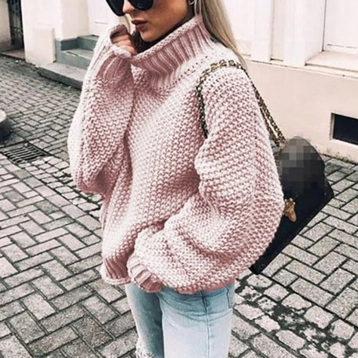 Geneva - Maglione Donna Elegante Oversize a Trama e Collo Alto - immagine 3