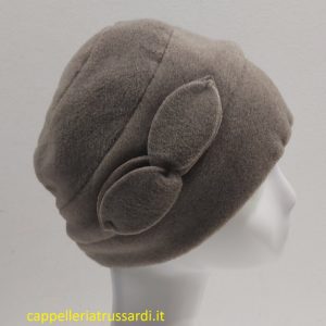 CAPPELLO CUFFIA BERRETTO TURBANTE PILE BEIGE TAUPE MADE IN ITALY